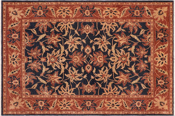 handmade Traditional Kafkaz Chobi Ziegler Blue Rust Hand Knotted RECTANGLE 100% WOOL area rug 8 x 10